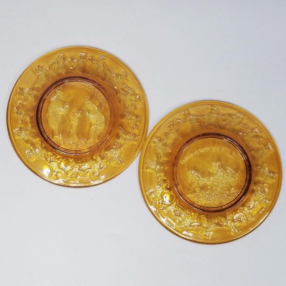 Indiana Glass Tiara Amber Plates - Picture 2 of 9